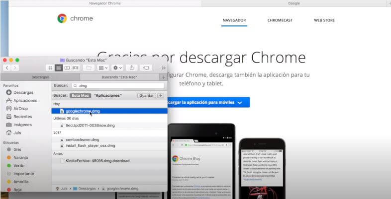 Instalar Google Chrome en Mac 1. Haga clic en el archivo descargado [googlechrome.dmg]